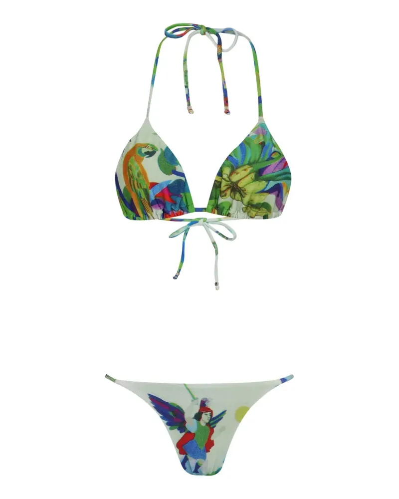 Amir Slama floral-print tie-string bikini - Grün Grün