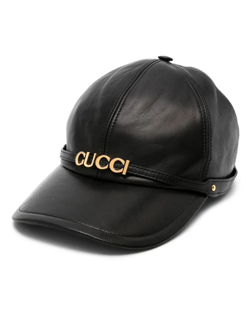 Gucci Baseballkappe mit Logo-Schild - Schwarz Schwarz