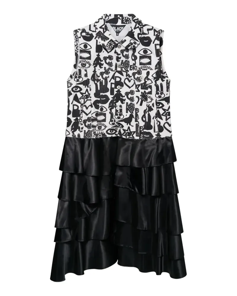 Comme des Garçons graphic-print ruffled dress - Schwarz Schwarz