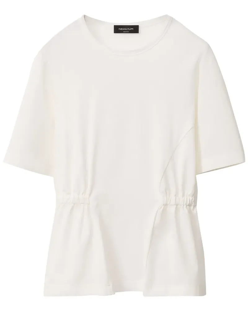 Fabiana Filippi T-Shirt mit elastischem Bund - Weiß Weiß