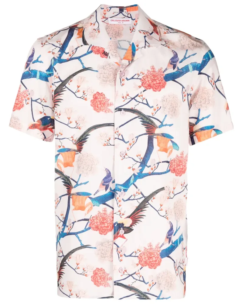 Orlebar Brown Hibbert Hemd mit Flight of Fantasy-Print - Rosa Rosa