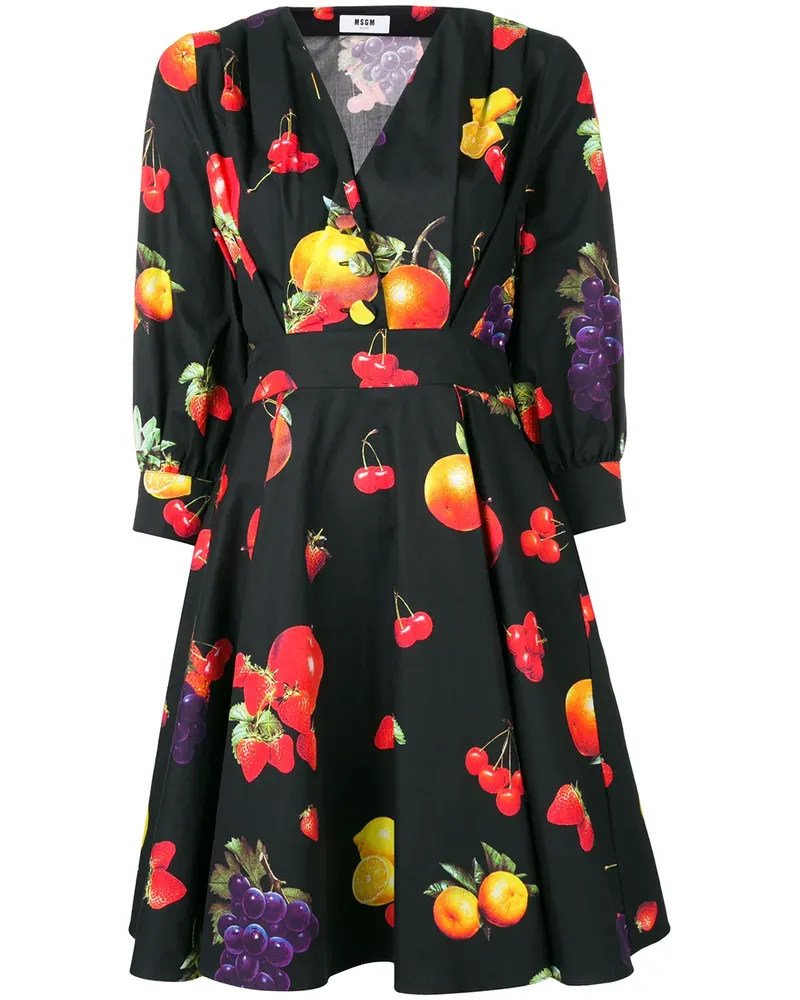 MSGM Kleid mit Obst-Print - Schwarz Schwarz