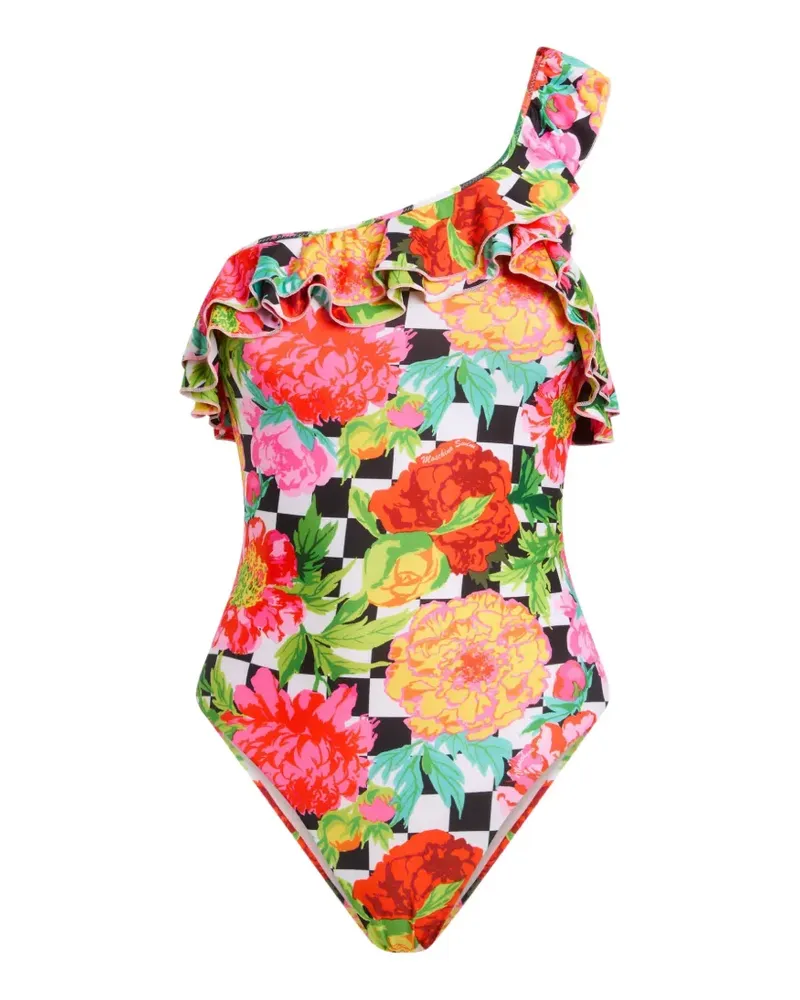 Moschino ruffled floral-print swimsuit - Weiß Weiß