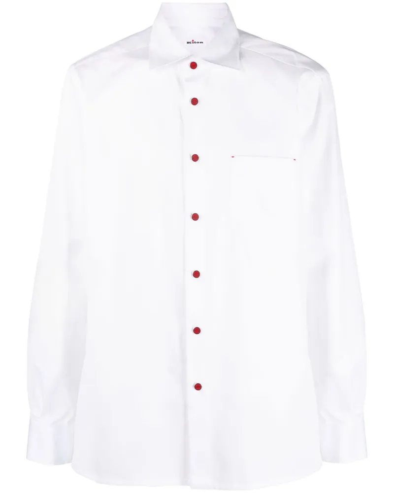 Kiton Hemd mit spitzem Kragen Weiß
