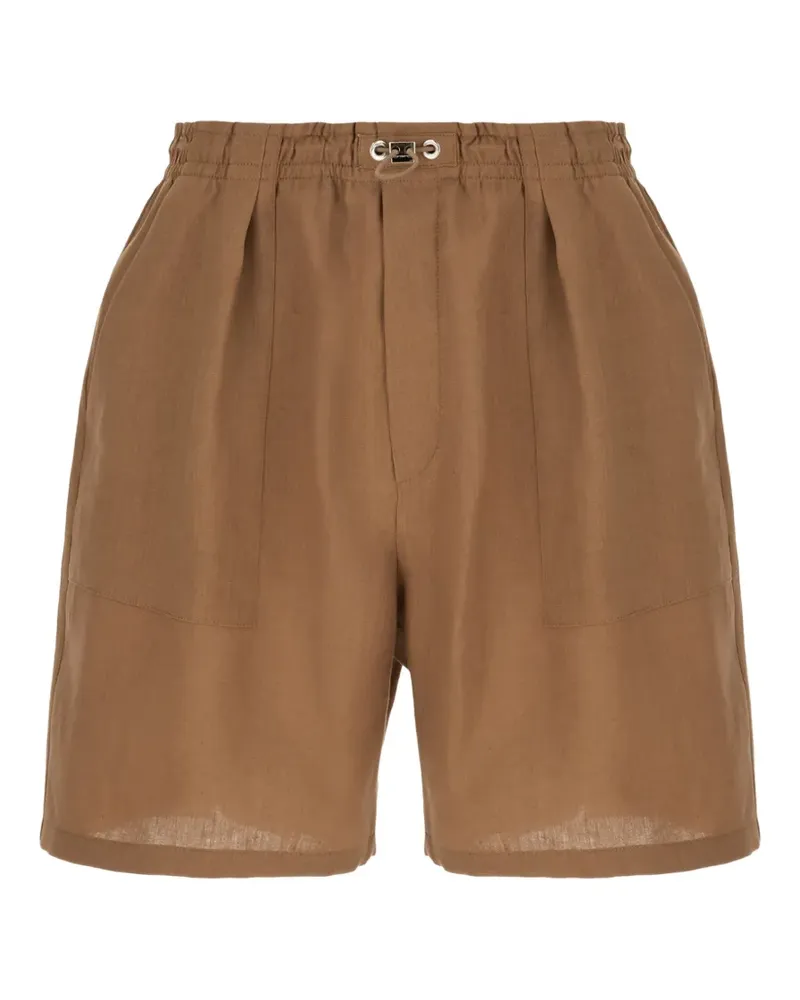 Fendi logo-embroidered pleated shorts - Braun Braun