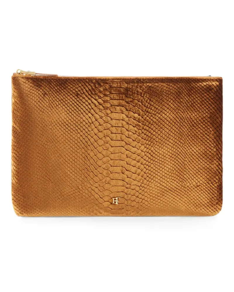 Elisabetta Franchi Clutch aus Samt mit Kroko-Print - Braun Braun