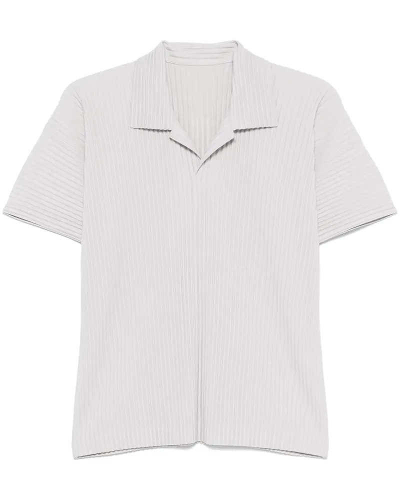 Issey Miyake Plissiertes Poloshirt - Grau Grau