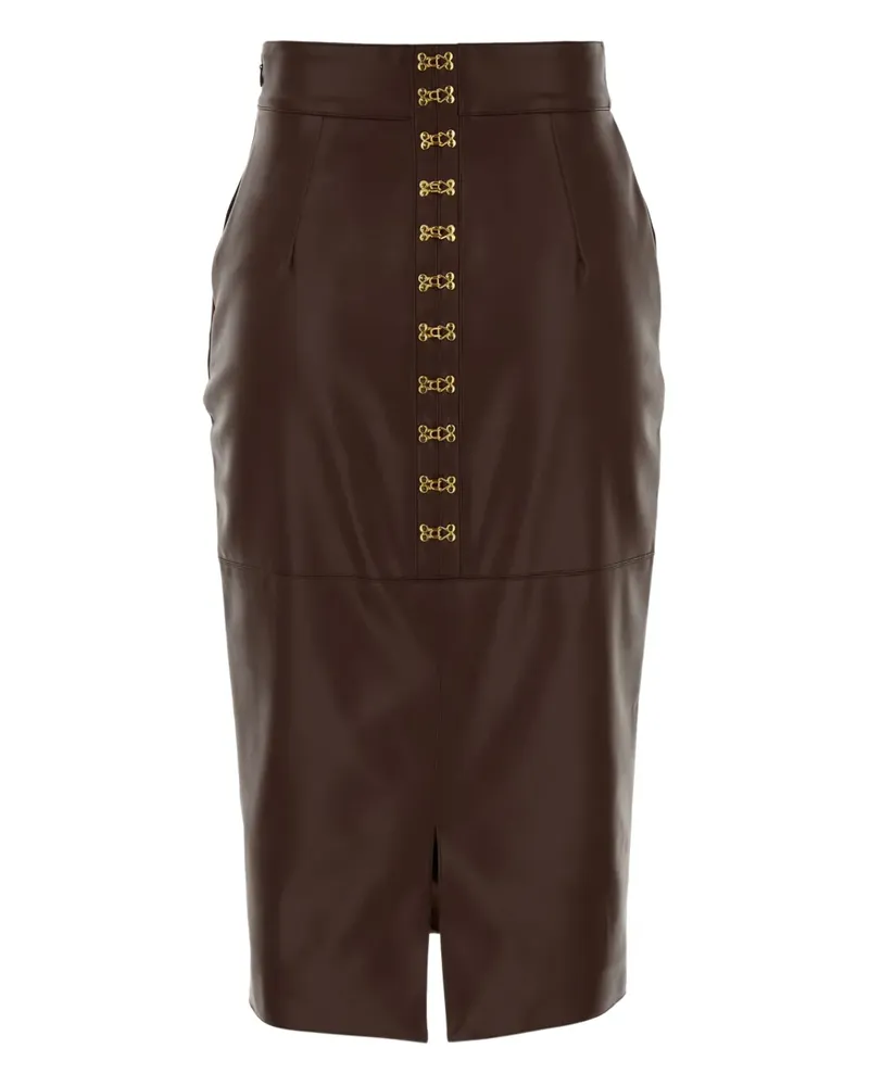 Elisabetta Franchi midi faux-leather skirt - Braun Braun