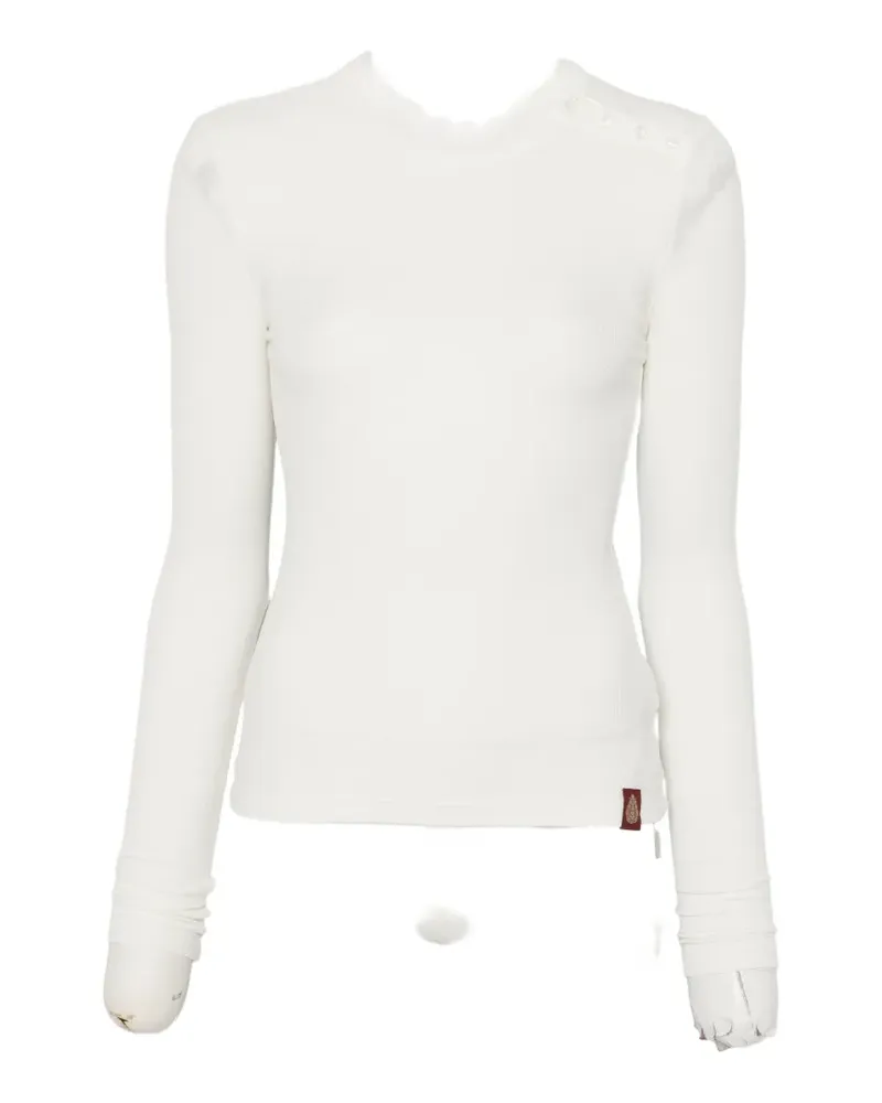 Dondup button-detail long-sleeve T-shirt - Weiß Weiß