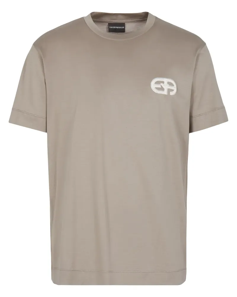 Emporio Armani T-Shirt mit Logo-Stickerei - Nude Nude