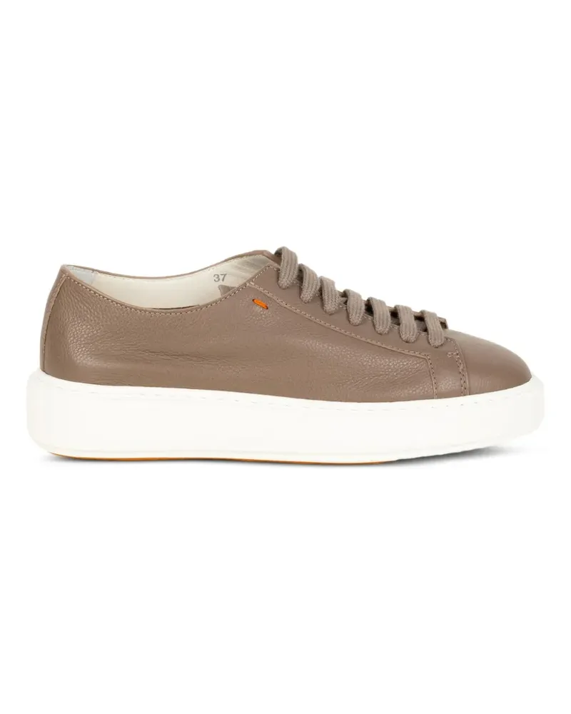 Santoni leather lace-up sneakers - Nude Nude