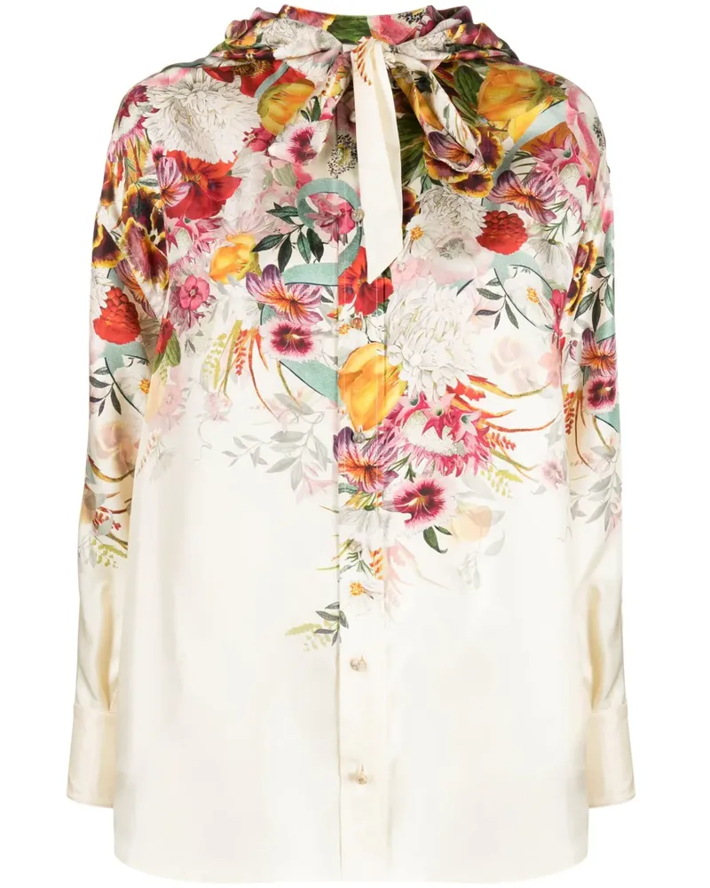 Zimmermann Elka Seidenbluse mit Mohn-Print - Nude Nude
