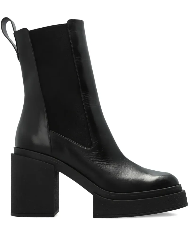 NODALETO 100mm platform leather boots - Schwarz Schwarz