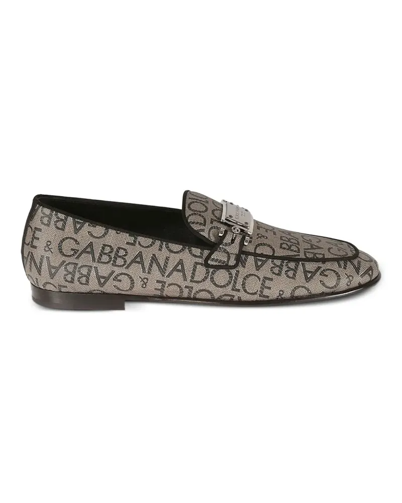 Dolce & Gabbana logo-print plaque loafers - Nude Nude