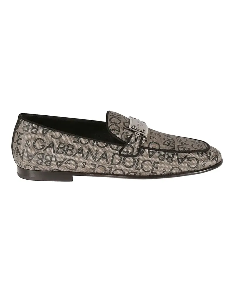 Dolce & Gabbana logo-print plaque loafers - Nude Nude
