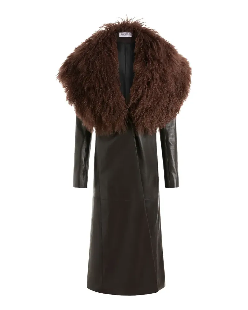 16ARLINGTON Luisa Ledermantel mit Pelzkragen - Braun Braun