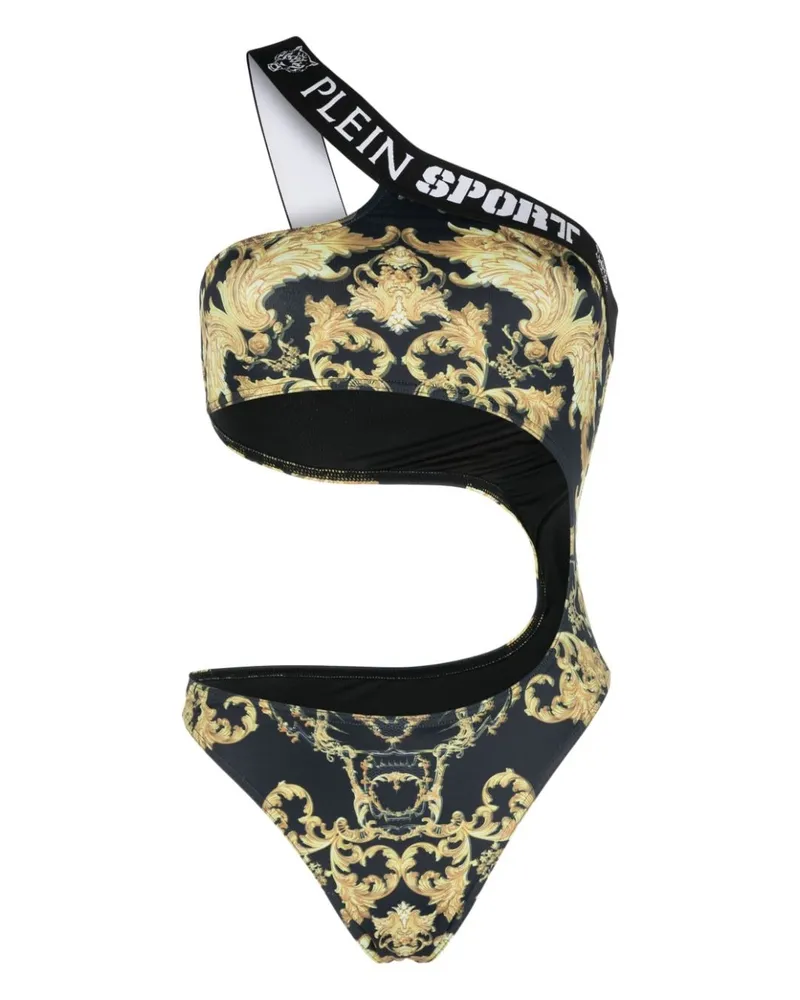 Philipp Plein Badeanzug mit Barock-Print - Schwarz Schwarz