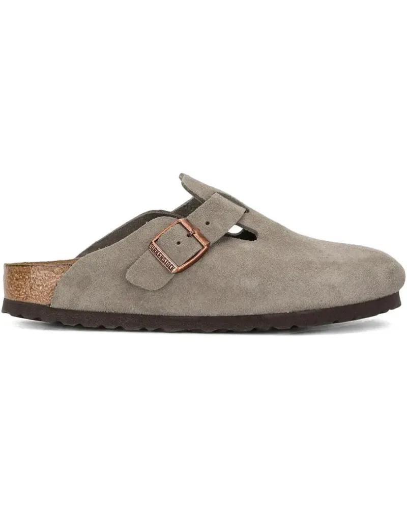 Birkenstock buckle suede mules - Grau Grau