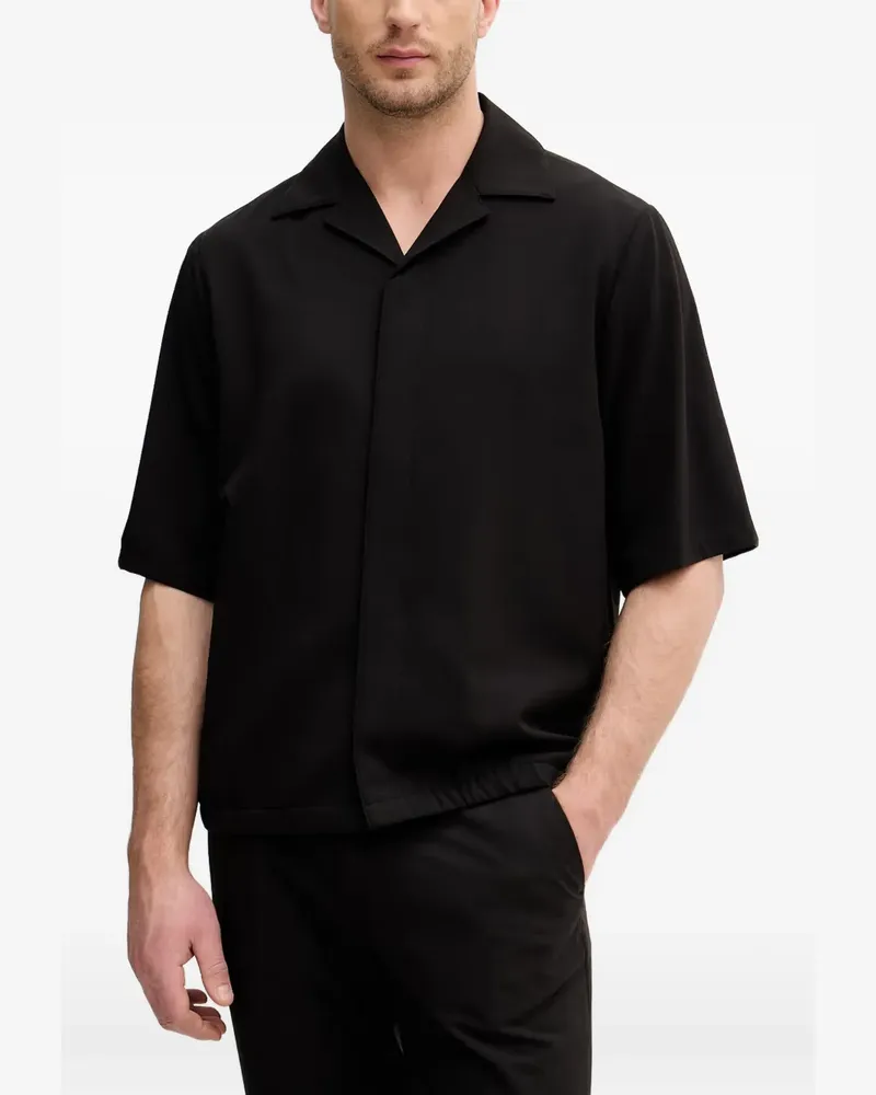 Lindbergh elasticated-hem camp-collar shirt - Schwarz Schwarz