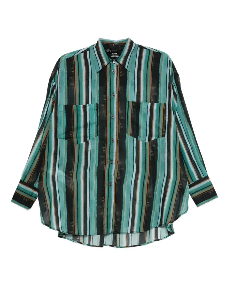Pinko Gestreiftes Hemd mit Brusttasche - Grün Grün