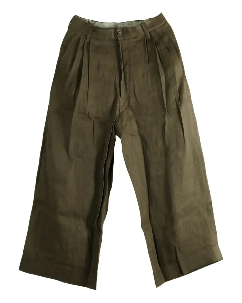 Ziggy Chen pleated patterned trousers - Grün Grün