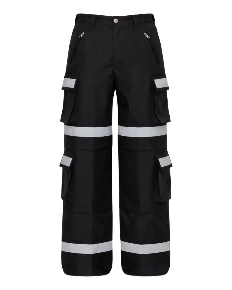 VETEMENTS stripe-detail cargo trousers - Schwarz Schwarz