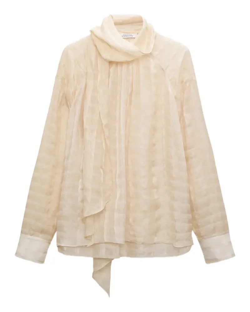 Dorothee Schumacher Airy Check Bluse mit Karomuster und Schluppenkragen - Nude Nude