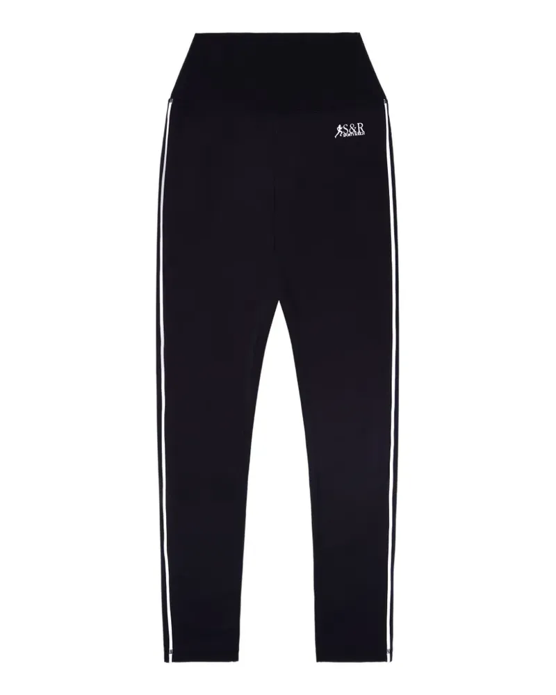 SPORTY & RICH Gestreifte SR Runner Leggings - Schwarz Schwarz