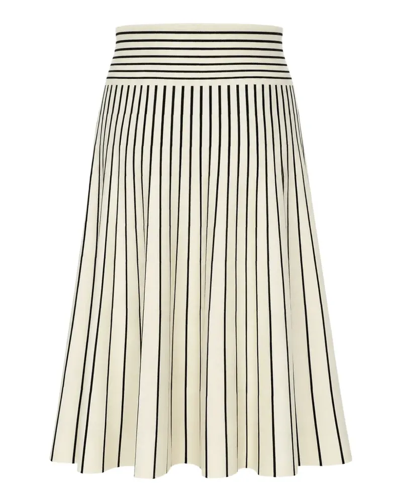 Ralph Lauren Gestreifter Midirock in A-Linie - Nude Nude