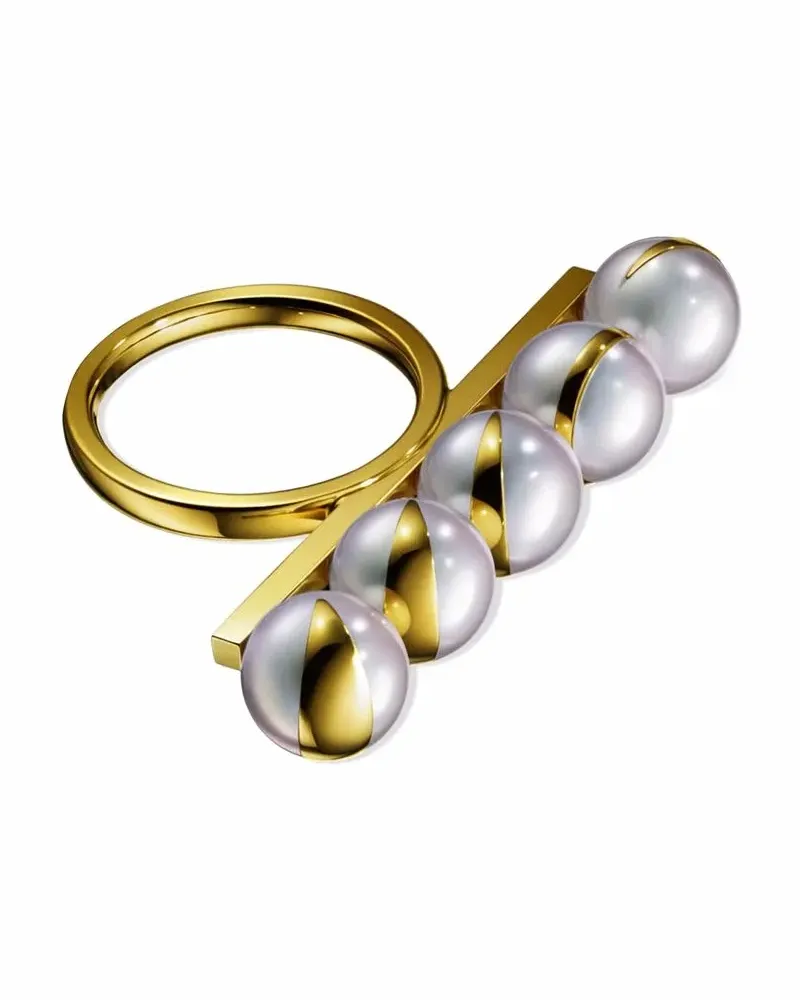 TASAKI 18kt Balance Eclipse Gelbgoldring mit Perlen Gold