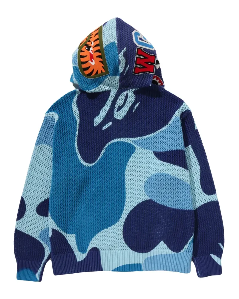 BAPE ABC Camo crochet shark hoodie - Blau Blau