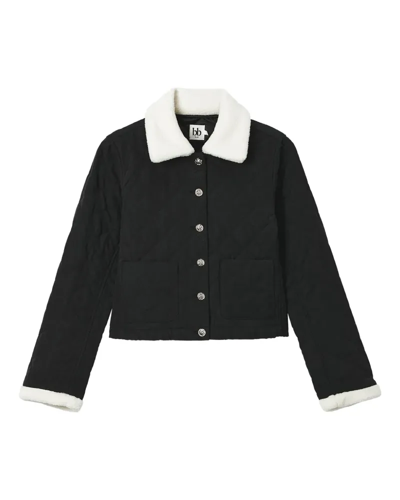 b+ab Gesteppte Jacke mit Borgkragen - Schwarz Schwarz