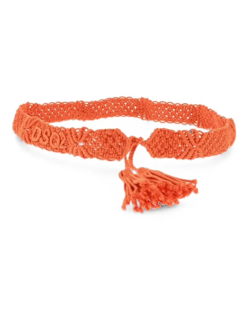 Dsquared2 crochet tassel-detail cotton belt - Orange Orange