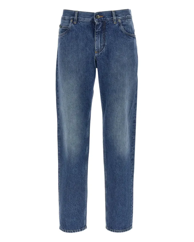 Dolce & Gabbana Stone-Washed-Jeans mit Logo-Schild - Blau Blau