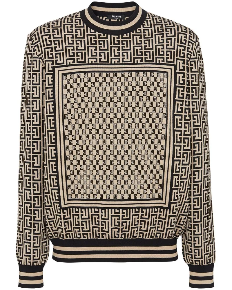 Balmain Pullover mit Monogrammmuster Braun