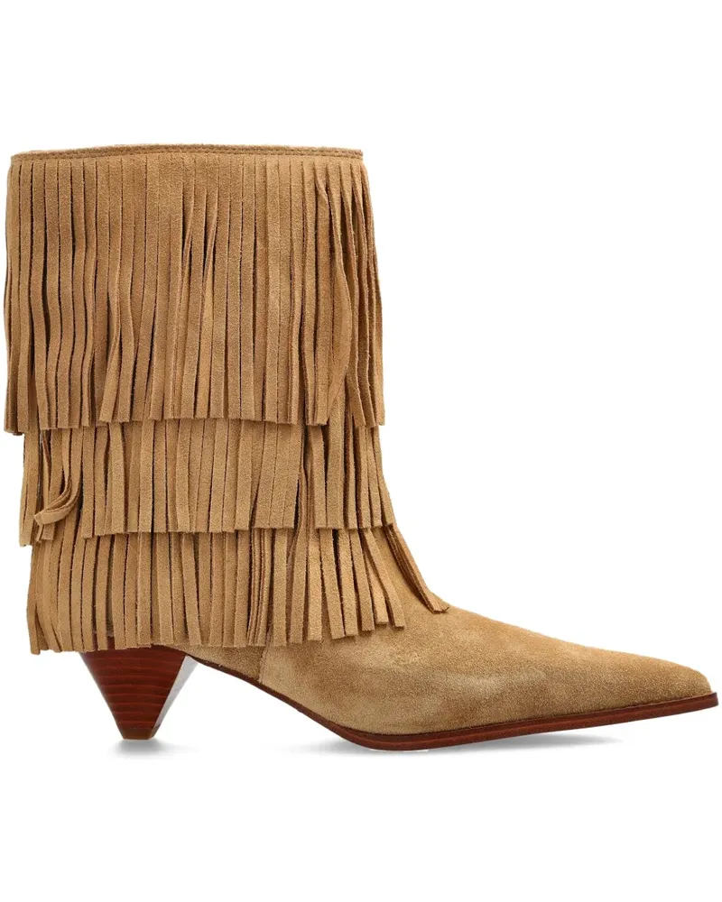 Michael Kors 50mm fringe-panel suede boots - Braun Braun
