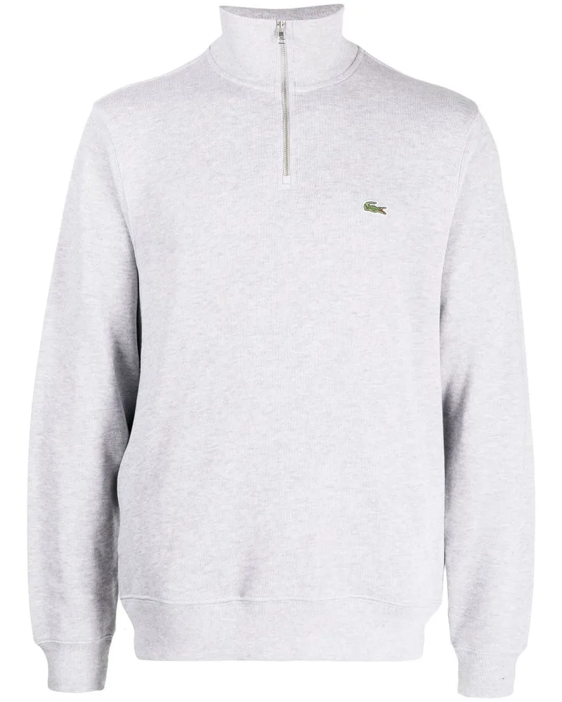 Lacoste Fein geripptes Sweatshirt mit Stehkragen - Grau Grau
