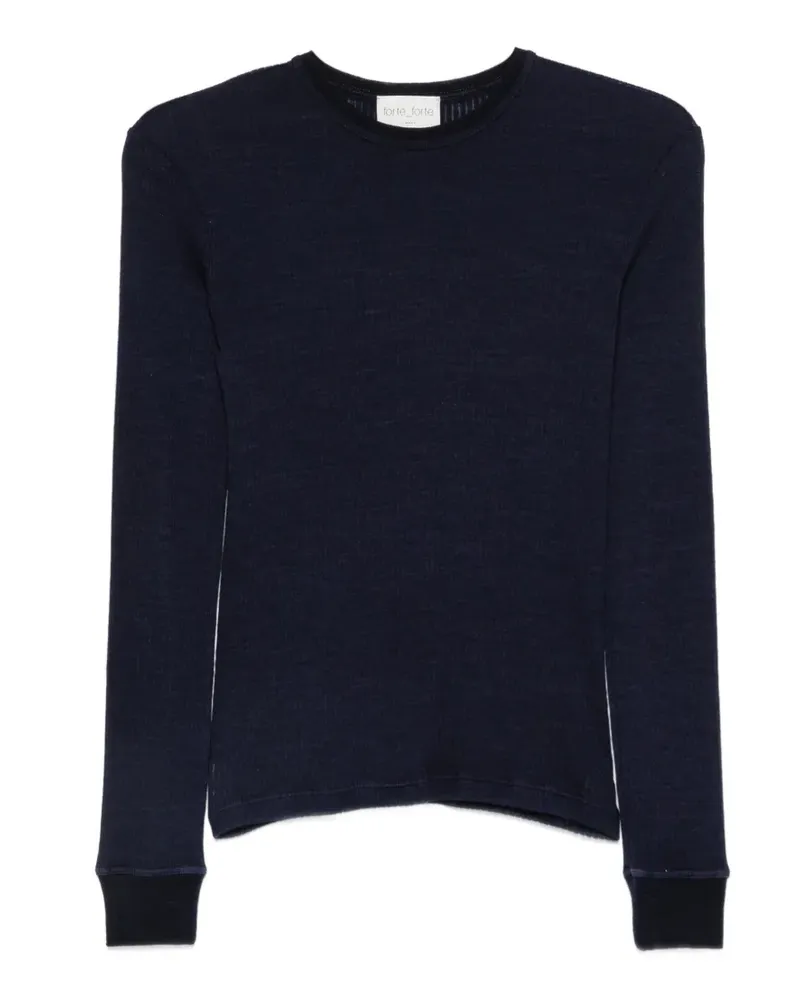 forte_forte Geripptes Langarmshirt - Blau Blau