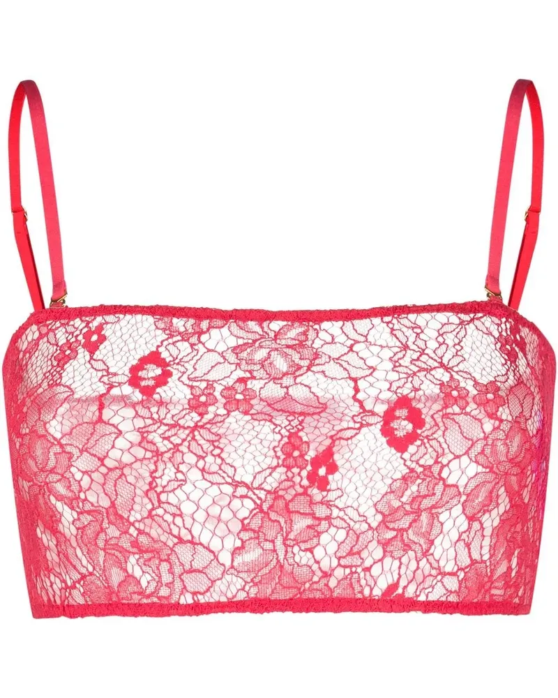 Patrizia Pepe Bandeau-BH aus Blumenspitze - Rosa Rosa