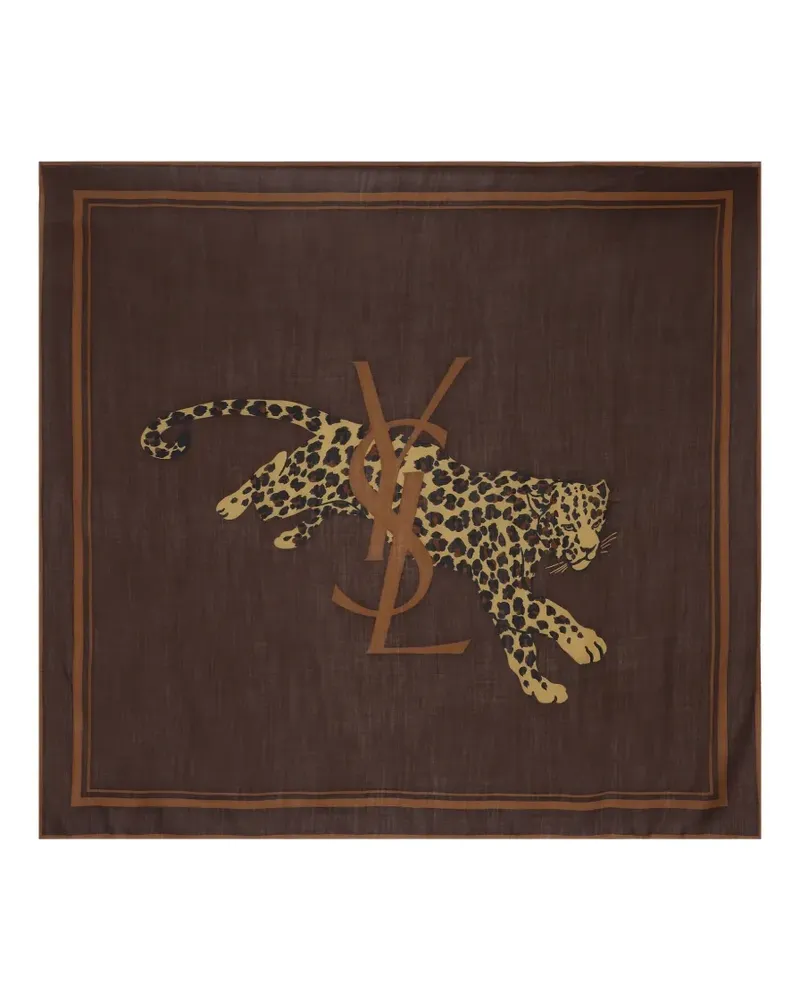 Saint Laurent Schal mit Leoparden-Print - Braun Braun