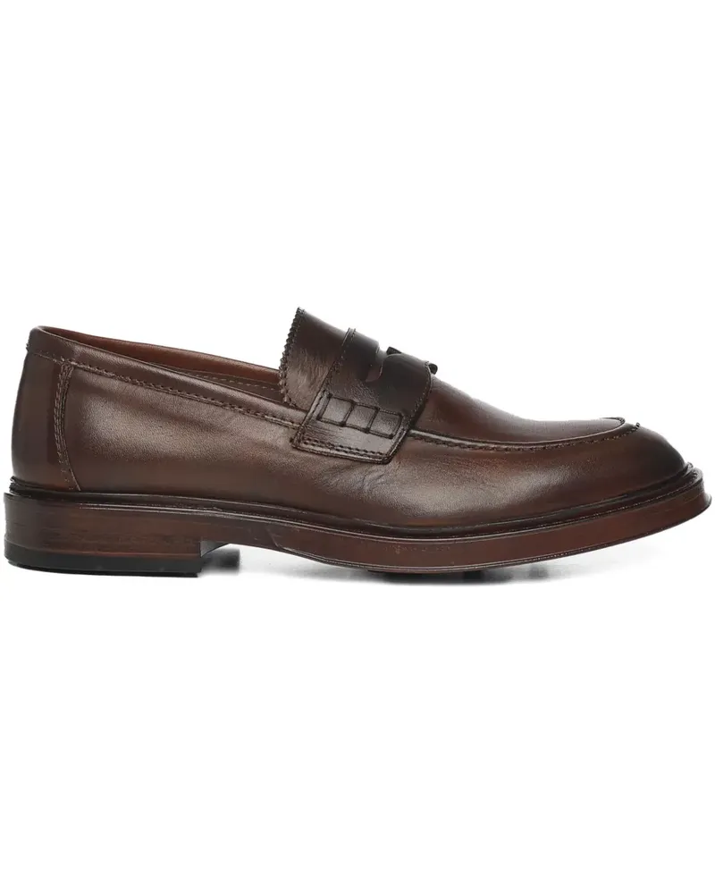 Giuliano Galiano leather round-toe loafers - Braun Braun