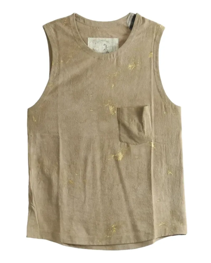 Ziggy Chen paint-splatter button-fastening vest - Braun Braun