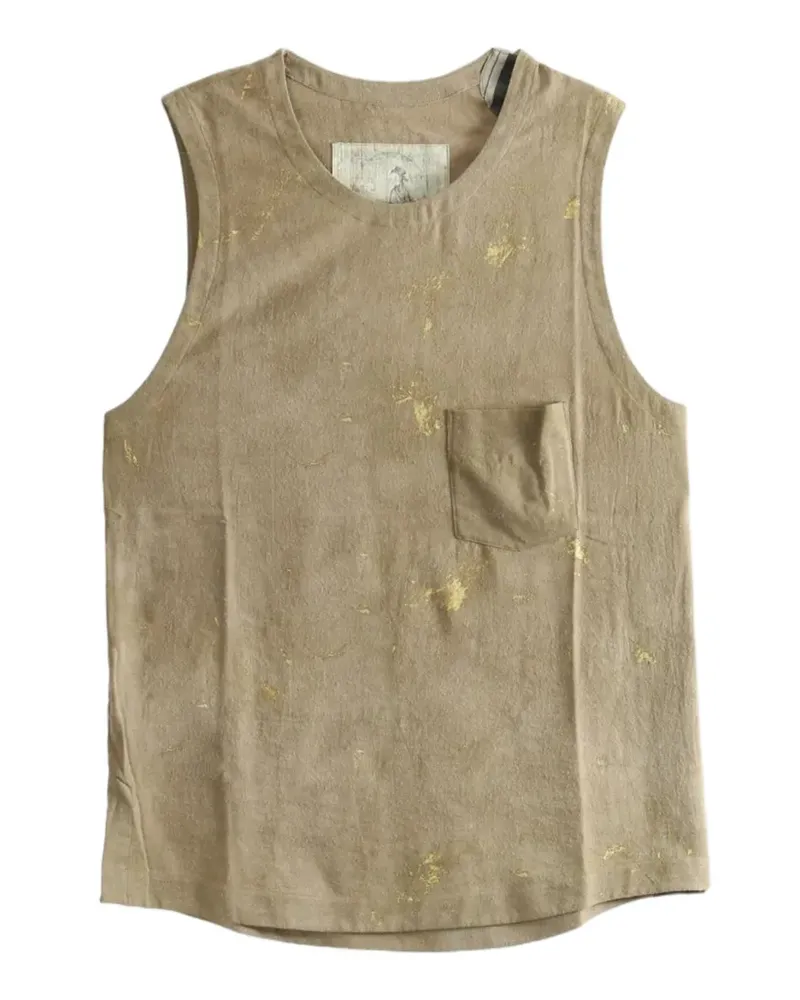Ziggy Chen paint-splatter button-fastening vest - Braun Braun