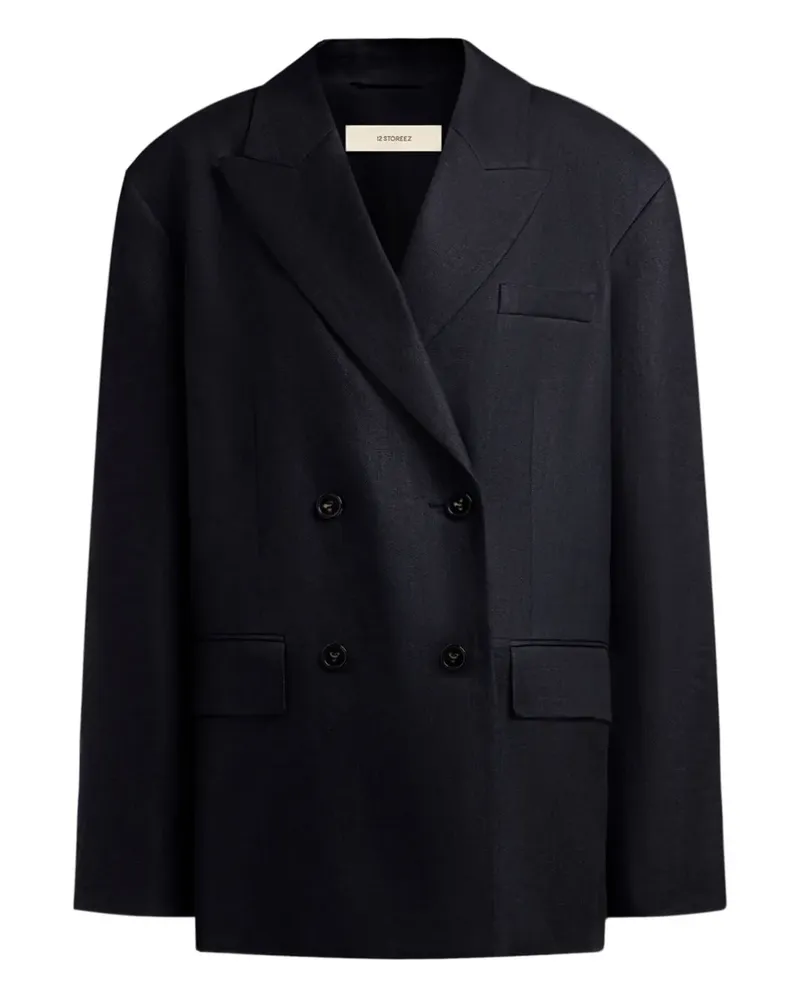 12 STOREEZ Doppelreihiger Blazer - Schwarz Schwarz