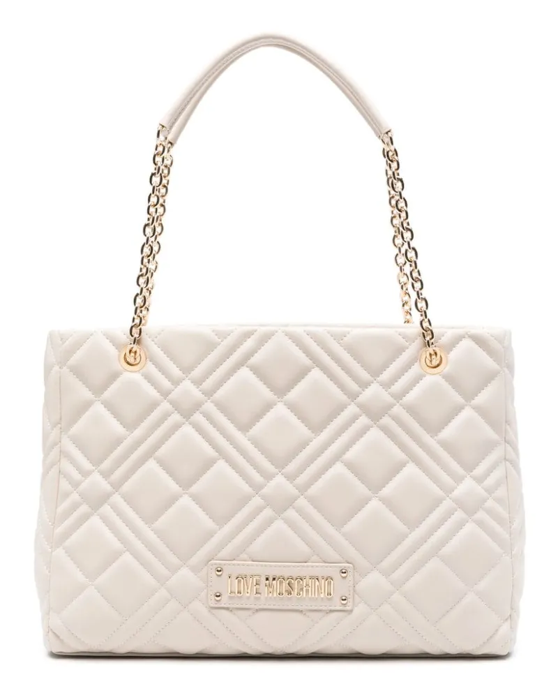 Moschino Handtasche mit Logo-Schriftzug - Nude Nude