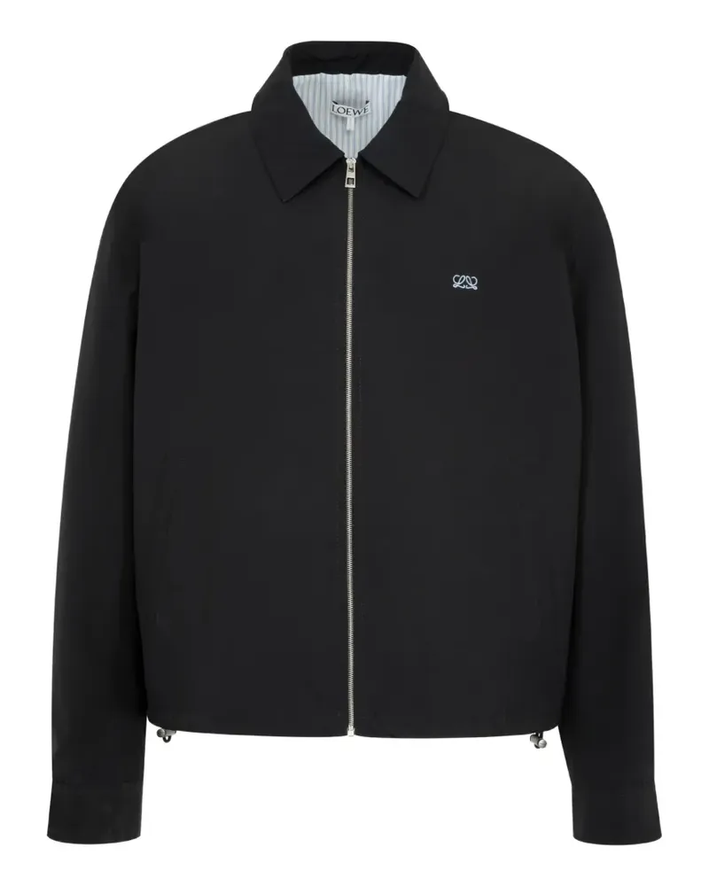 Loewe logo-embroidered zip-up jacket - Schwarz Schwarz