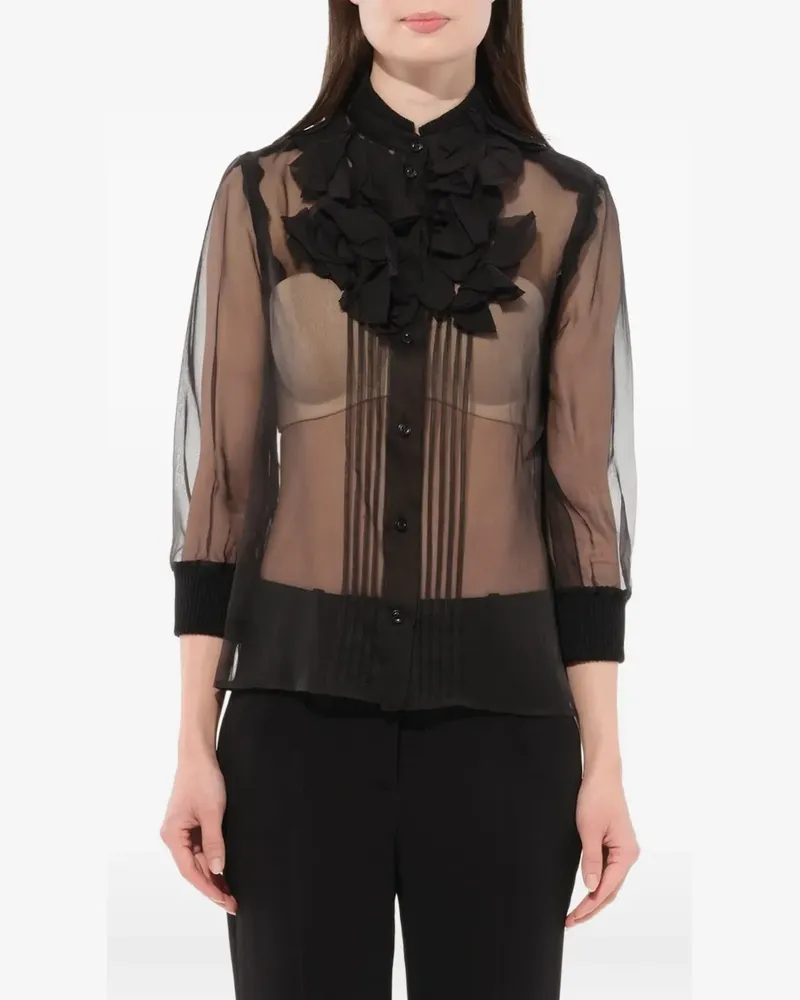 Givenchy sheer ruffle placket blouse - Schwarz Schwarz