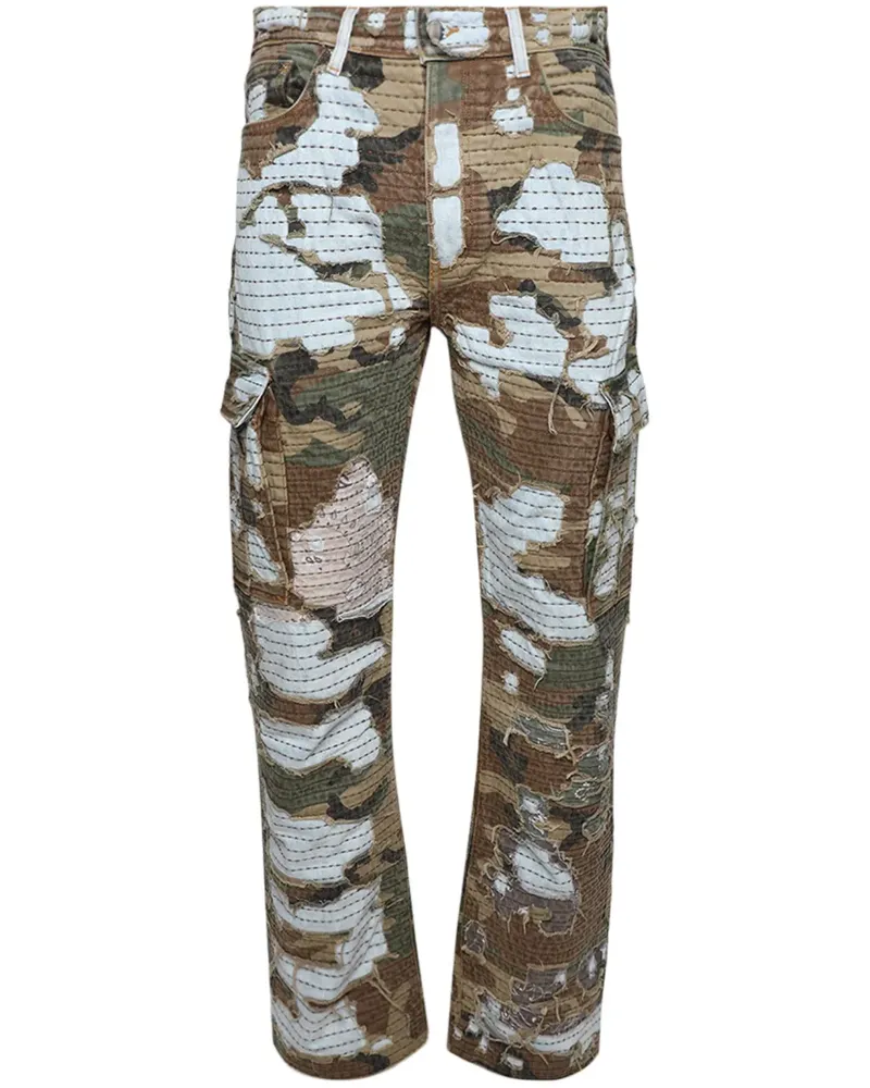 Amiri Gerade Camo Boro Repair Jeans - Blau Blau
