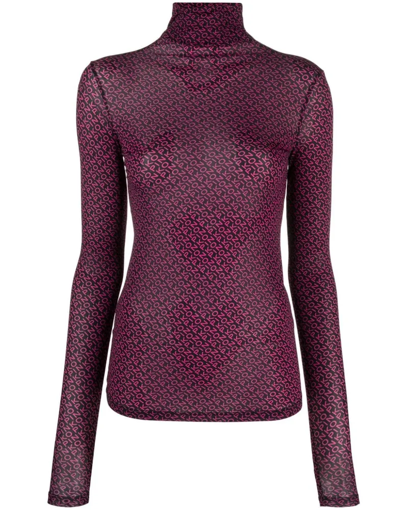Pinko Top mit transparentem Logo-Print - Schwarz Schwarz