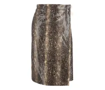 snake-print self-tie skirt - Grau